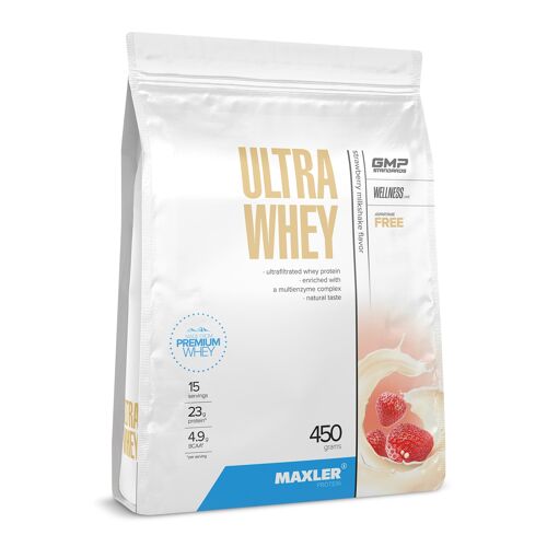 Maxler Ultra Whey Protein Pulver, Erdbeer-Milchshake, 450g, Eiweiß Shake
