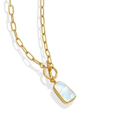 Mother of pearl pendant necklace in gold