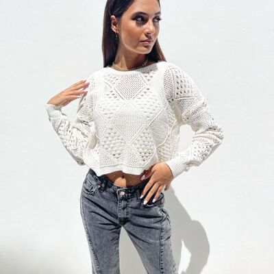 ECRU crochet lace sweater - YOSHI