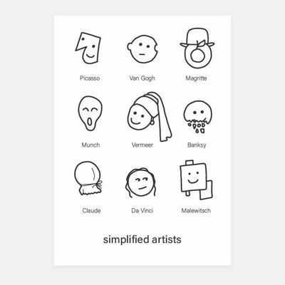 Postcard 'simplified artists'