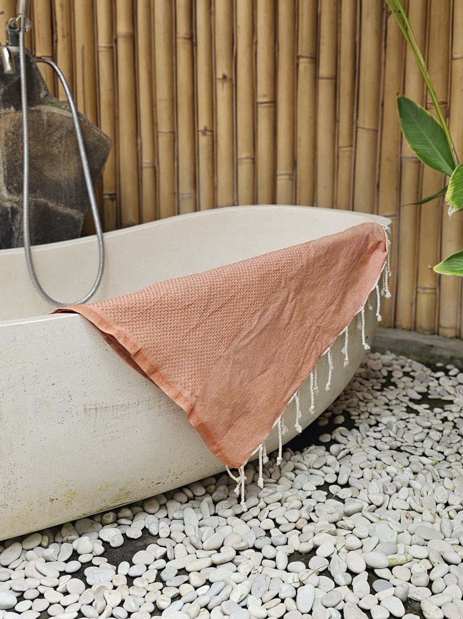 Serviette de Hammam Fouta Nid d'Abeille - Terracotta Pêche - 100x200cm