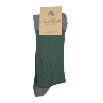 Miss Partridge Eye Low Cane Sock Evergreen-Medium Grey 1