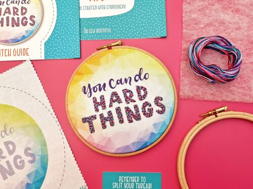 You Can Do Hard Things, Motivational Quote, Inspirational Embroidery Kit for Beginners