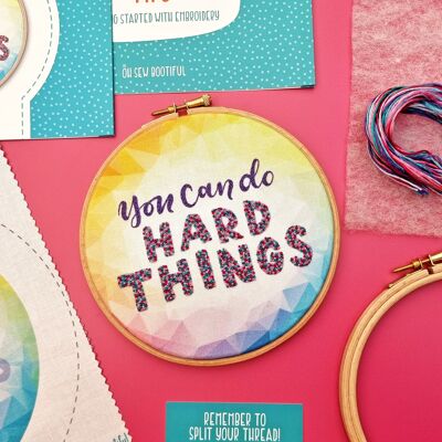 You Can Do Hard Things, Motivational Quote, Inspirational Embroidery Kit for Beginners