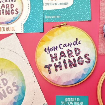 You Can Do Hard Things, Motivational Quote, Inspirational Embroidery Kit for Beginners