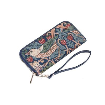 William Morris Strawberry Thief Blue - Long Zip Purse