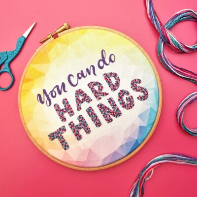 You Can Do Hard Things, Embroidery Pattern Fabric Pack for Hoop Art