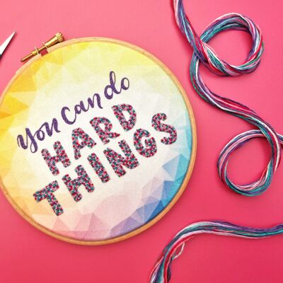 „You Can Do Hard Things“, Stickmuster-Stoffpaket für Hoop Art