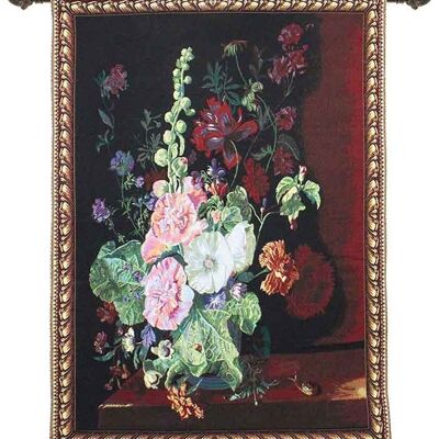 J Huysum Hollyhocks in a Vase - Wall Hanging 100cm x 138cm (70 rod)