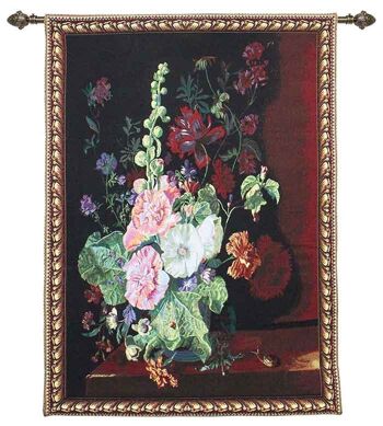 J Huysum Roses Trémières dans un Vase - Tenture Murale 100cm x 138cm (70 tiges) 1