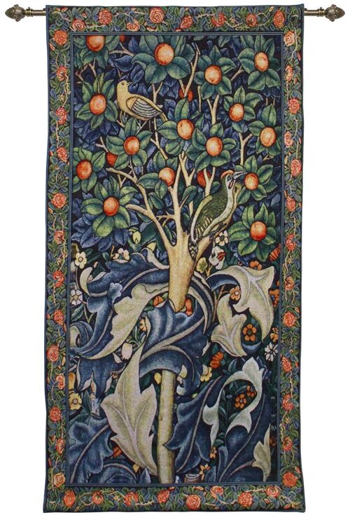 William Morris Woodpecker in a Fruit Tree - Wall Hanging 69cm x 139cm (70 rod)