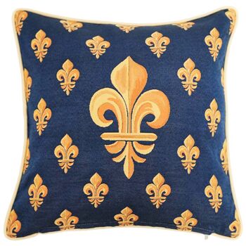 Fleur de Lys Bleu - Housse de Coussin 45cm*45cm 1