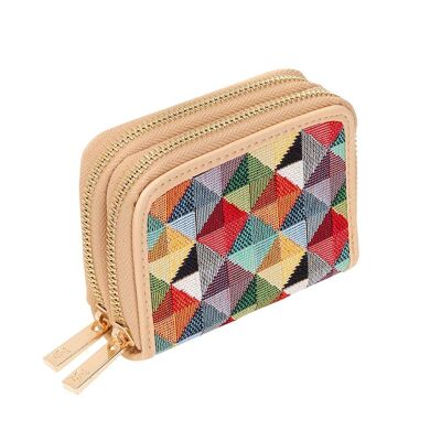 Multi Coloured Triangle - Double Zip Purse