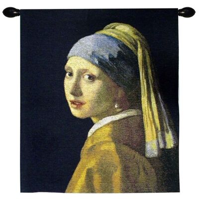 J Vermeer Fille avec Boucle d'Oreille Perle - Tenture Murale 69cm x 80cm (70 tige)