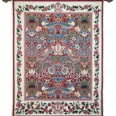 William Morris Erdbeerdieb Rot – Wandbehang 110 cm x 139 cm (70 Stangen)