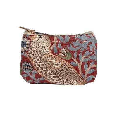 William Morris Strawberry Thief Rojo - Monedero con cremallera