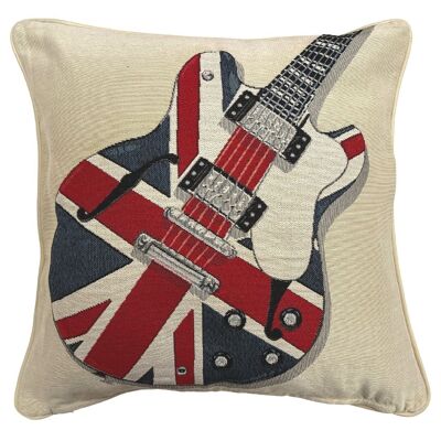 Union Jack-Gitarre – getäfelter Kissenbezug 45 cm x 45 cm