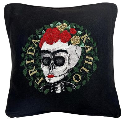 Frida Kahlo Totenkopf – getäfelter Kissenbezug 45 cm x 45 cm