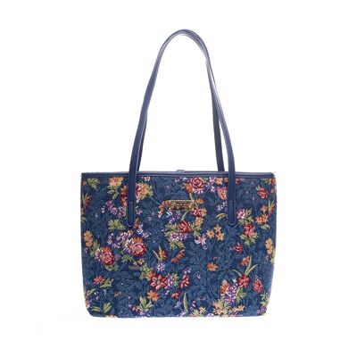 Flower Meadow Blue con licenza V&A - Borsa da college