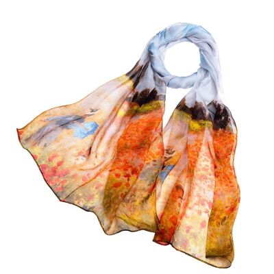 Campo de amapolas de Claude Monet - Pañuelo de seda 100% pura