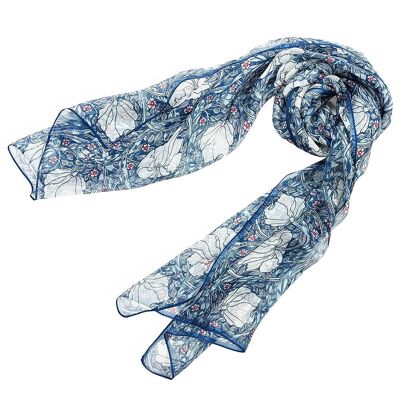 William Morris Pimpernel e Timo Blu - Sciarpa 100% Pura Seta