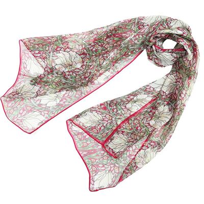 William Morris Pimpernel and Thyme Red - Foulard 100% Pure Soie