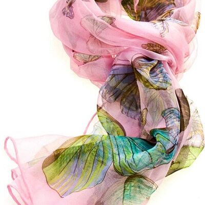 Papillon Rose Bébé - Foulard 100% Pure Soie