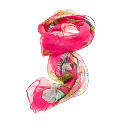 Papillon Fuchsia - Foulard 100% Pure Soie