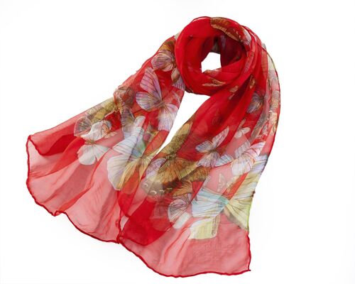 Red Butterfly - 100% Pure Silk Scarf