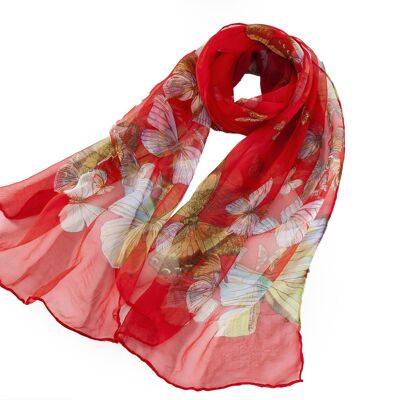 Papillon Rouge - Foulard 100% Pure Soie