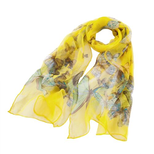 Yellow Butterfly - 100% Pure Silk Scarf