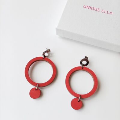 Oona Wooden Earrings Red