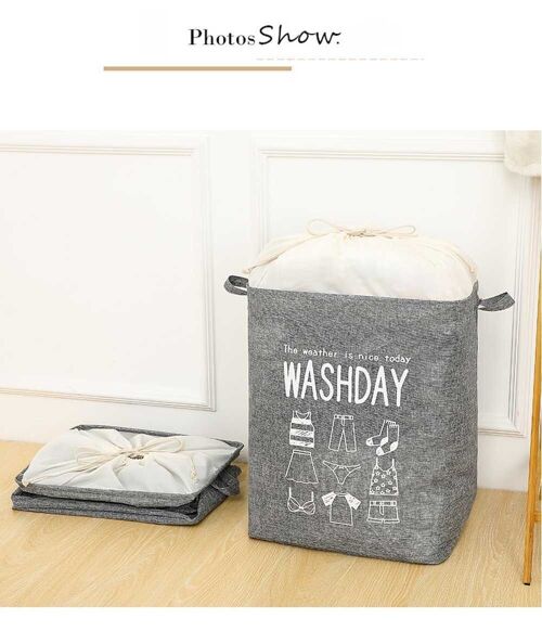 Laundry basket in grey color 43x33x54cm