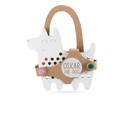 Oskar the Dog,  wooden lacing toy, montessori