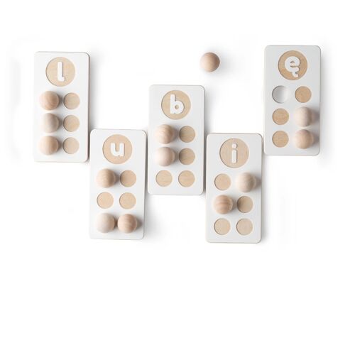 Braille and latin alphabet, wooden toy, different languages