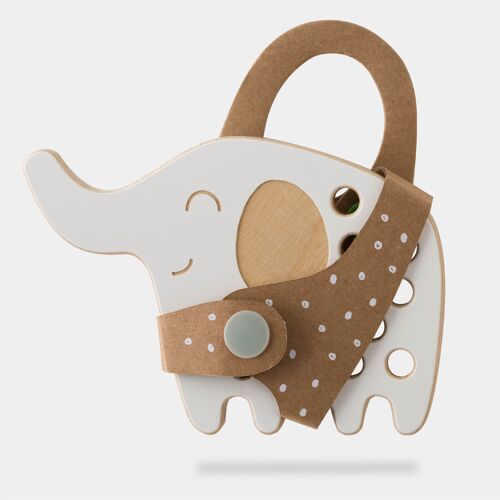 The Elephant, small wooden lacing toy, Montessori Toy