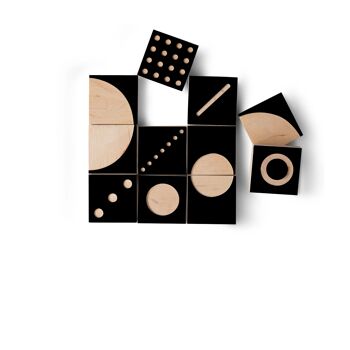Blocs contrastés avec carte, jouet en bois 1