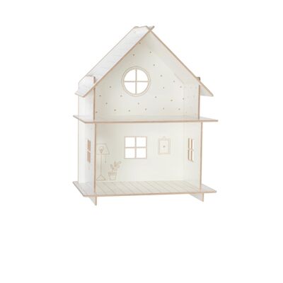 Casa delle bambole in legno, costruzione modulare, design minimalista