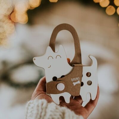 Dog, wooden lacing toy, montessori