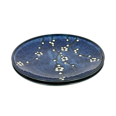 SET OF 2 BLUE DISHES WITH CHERRY DIAM.25.5/H3CM