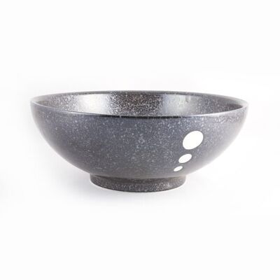 LARGE PC BLACK BOWL, WHITE DOT