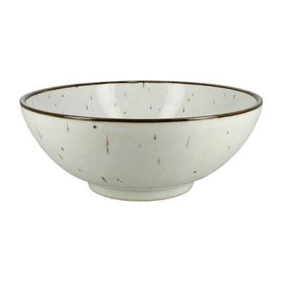 WHITE SALAD BOWL WITH BEIGE STAIN D:21.50/H:8.50 CM