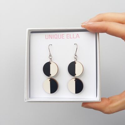 Pendientes de madera Miami Negro / Blanco