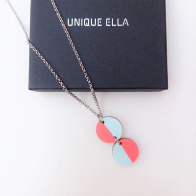 Miami Wooden Necklace Red/Pale Blue
