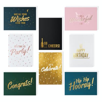 Fissaly® 48-teiliges Luxus-Grußkarten- und Geburtstagskarten-Set mit Umschlägen – Geburtstagskarten-Box – Glückwunschkarten und Postkarten für Kinder und Erwachsene