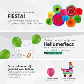 Fissaly® 71 pièces Mexicain Fiesta Party Décoration – Pinata, Sombrero & Catcus Décoration Ballons – Fiestas Birthday Party 5