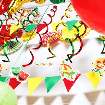 Fissaly® 86 Pièces Carnaval Décoration Décoration Rouge, Jaune & Vert - Party Package Incl. Ballons, Guirlandes & Accessoires 4