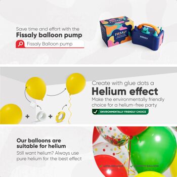Fissaly® 40 Pièces Ballons à Hélium de Carnaval Rouges, Jaunes et Verts avec Ruban – Décoration Embellissement – Confettis en Papier - Latex 7