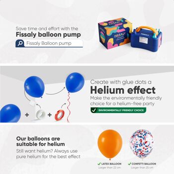 Fissaly® 40 pcs Ballons à Hélium Rouge, Blanc, Bleu et Orange avec Ruban – Fête du Roi – Décoration Anniversaire – Confettis en Papier – Latex 8