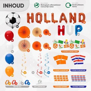 Fissaly® 114 pièces Pays-Bas Décoration – Football - Décoration rouge, blanc, bleu et orange – Fête du Roi - Soirée à thème néerlandais 3